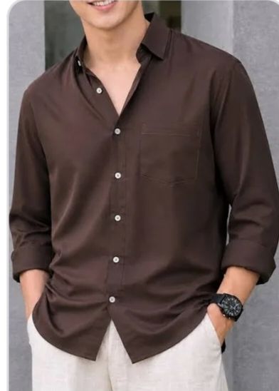Premium Chocolate Brown Solid Shirt for Men