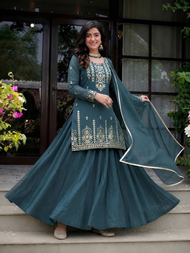 New Designer Party Wear Look Top , Lehenga and Dupatta