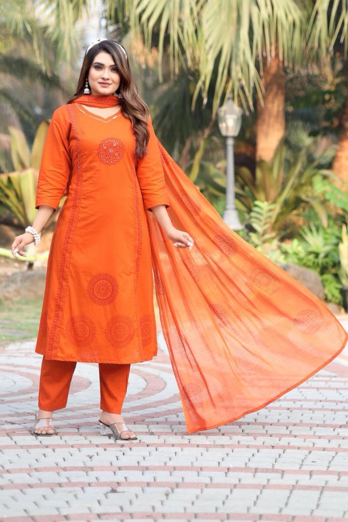 06502 New Designers A-Line Kurti Pent Dupatta Set