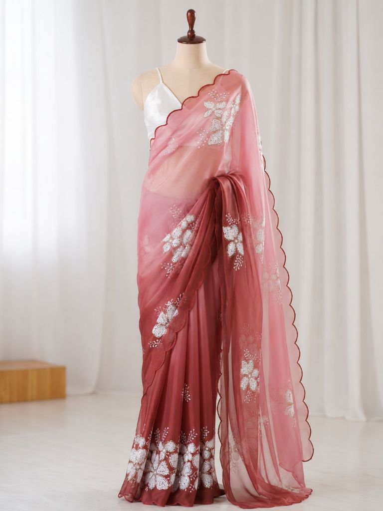 06514A1 Bollywood Organza Saree