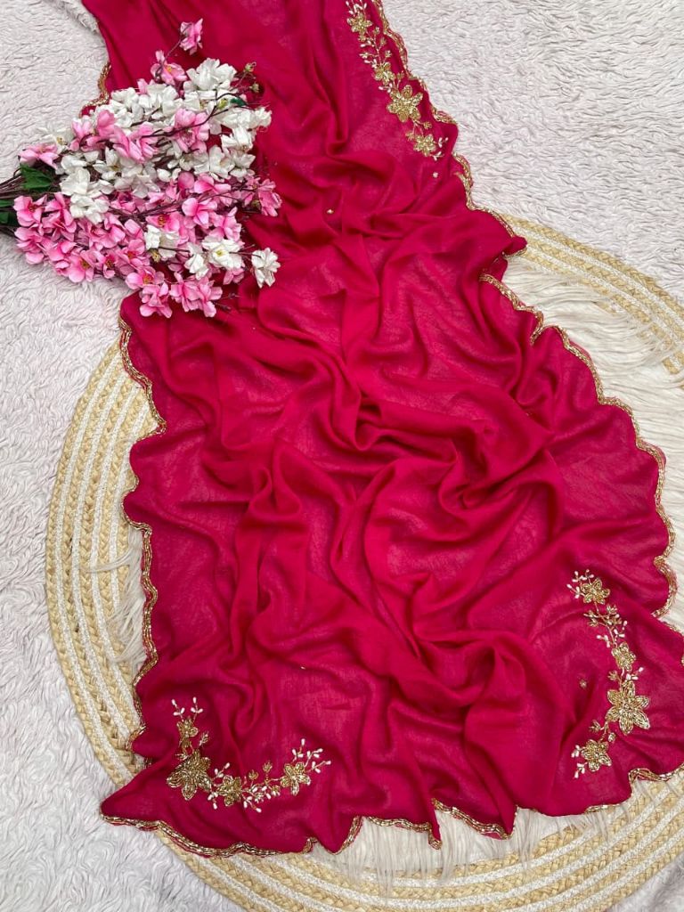 06564A1 Rangoli crush pure handwork saree