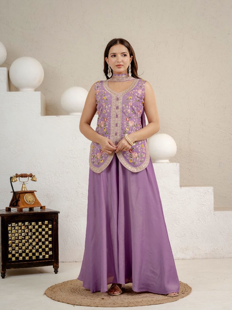 06567 Party Wear Look Top , Sharara Plazzo and Dupatta