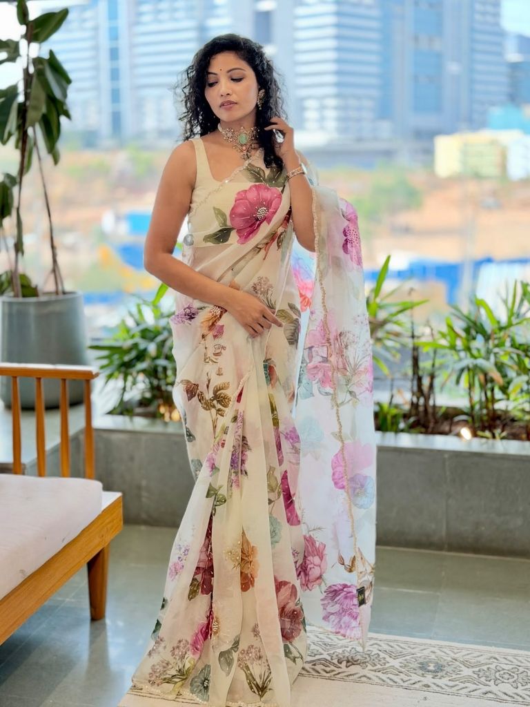 New Tebi silk with designer handwork saree