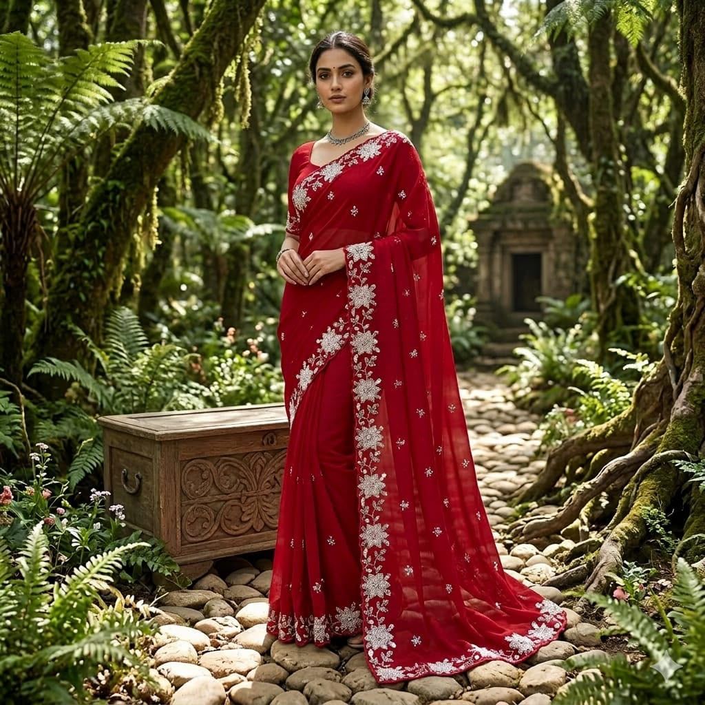 Beautiful Sugar Beeds With Sequins Saree Collection
