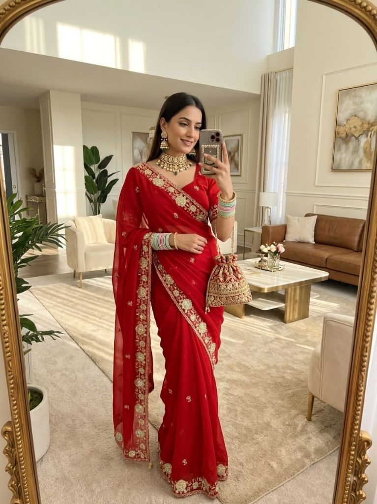 Amazing Red Color Saree