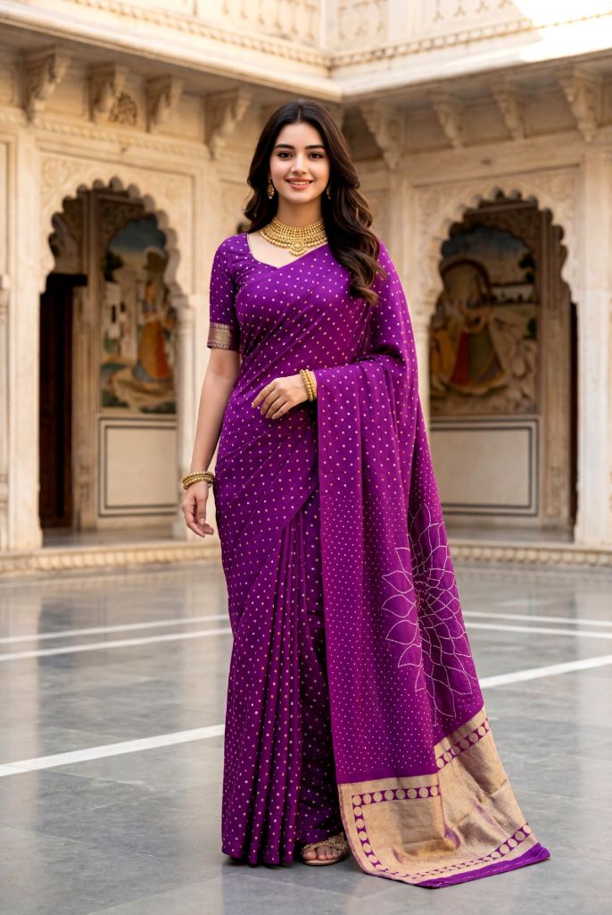 Satin Silk Bandhej Saree