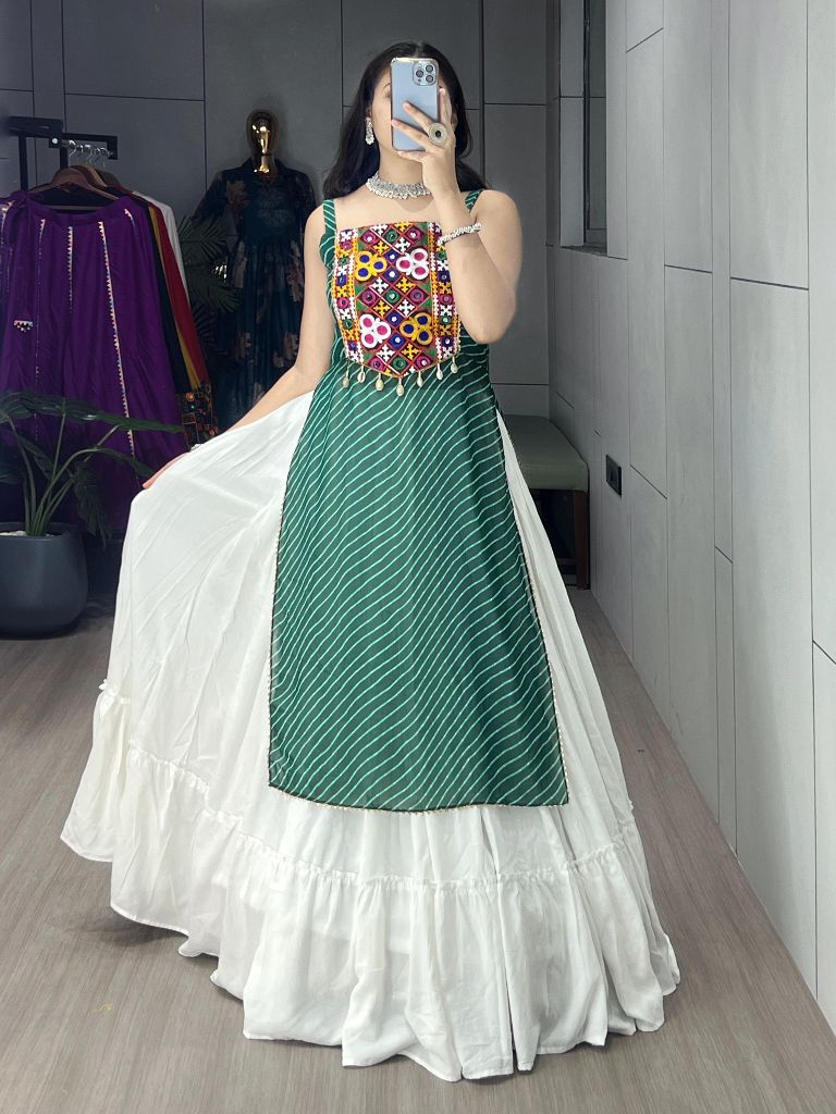 Leheriya Prints Kurtis With Traditional Lehenga Sets