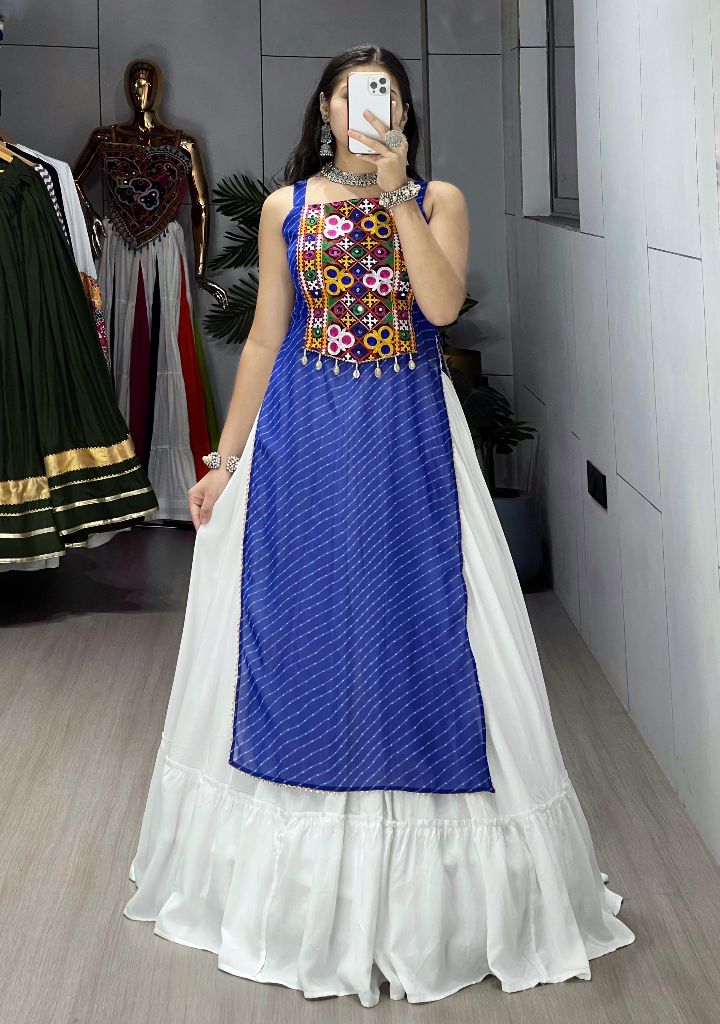 Leheriya Prints Kurtis With Traditional Lehenga Sets