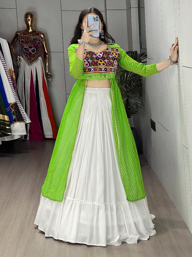 Leheriya Prints Kurtis With Traditional Lehenga Sets
