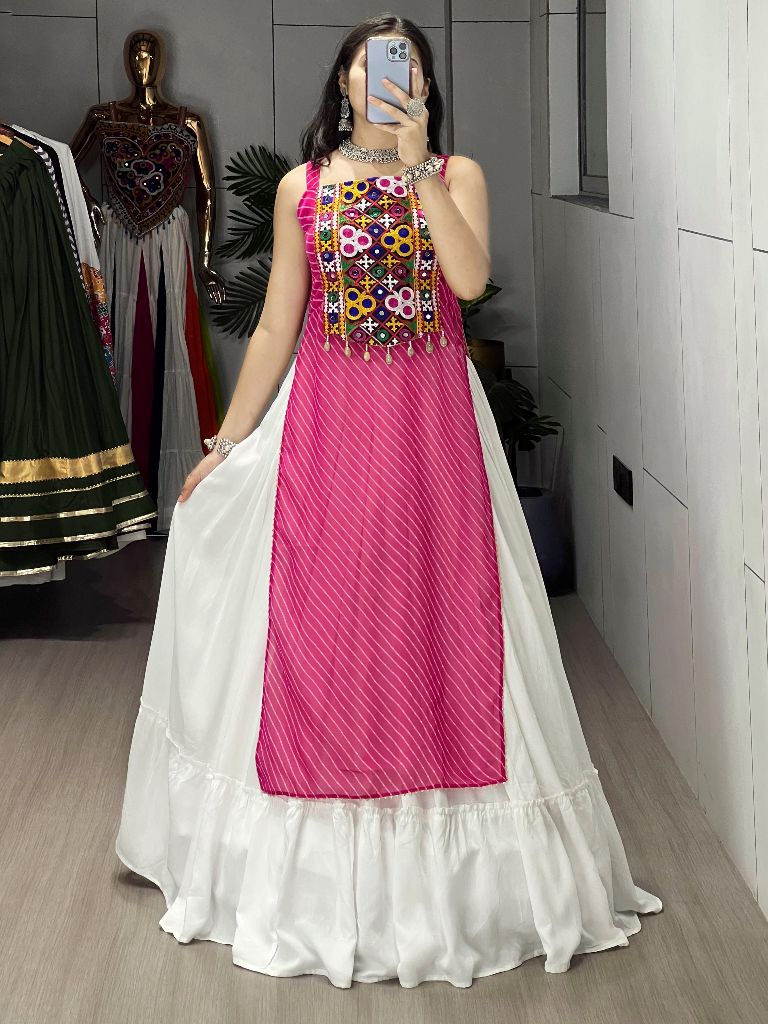 Leheriya Prints Kurtis With Traditional Lehenga Sets