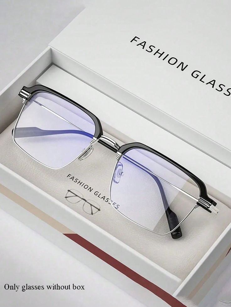 Premium Black & Silver Square Fashion Glasses
