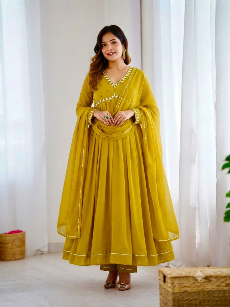 Party Wear Look Fox Gerorrget Gown With Dupatta & pant