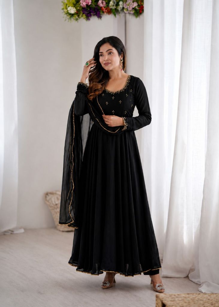 New Party Wear Look Gerorrget Gown With Pant & Dupatta