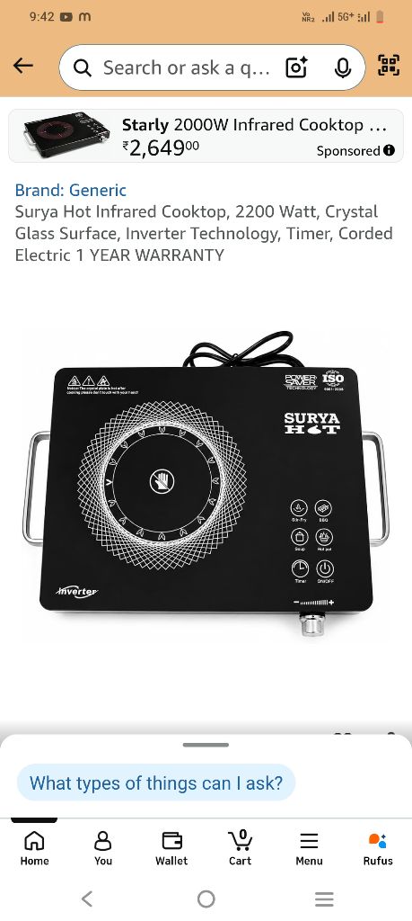 Surya infrared cooktop